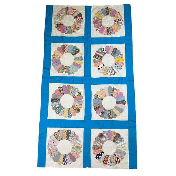 Charming Vintage Inspired Flower Quilt Top Patchwork Blanket - Picture 1 of 5